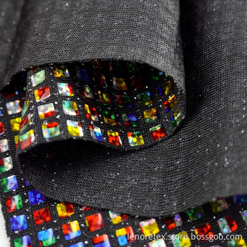 Metallic Knit Lurex Embroidery Square Sequin Fabric